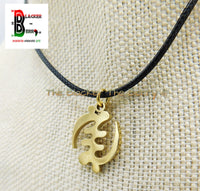 Gye Nyame Charm African Adinkra Gold Jewelry Black Necklace Adjustable