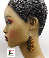Goddess Earrings Wooden Teardrop Women Handmade Ethnic Black Business