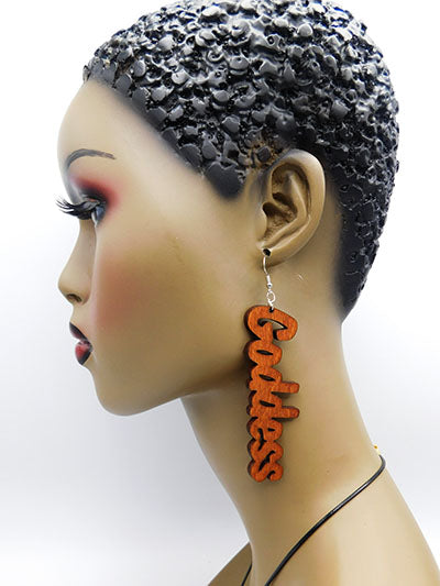 Goddess Earrings Wooden 3.5 Jewelry Handmade