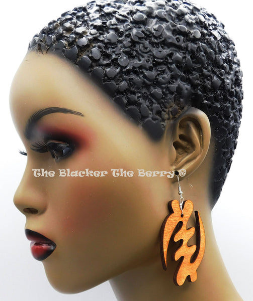 Gye Nyame Wooden Earrings Handmade Jewelry Women