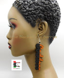 Goddess Earrings Wooden Teardrop Women Handmade Ethnic Black Business
