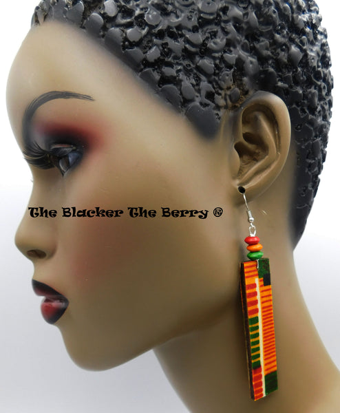 African Kente Earrings Ankara Jewelry Handmade Women Long