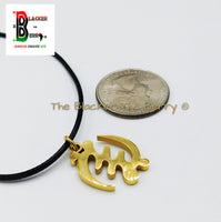 Gye Nyame Charm African Adinkra Gold Jewelry Black Necklace Adjustable