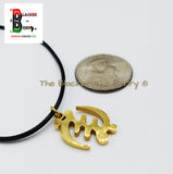 Gye Nyame Charm African Adinkra Gold Jewelry Black Necklace Adjustable