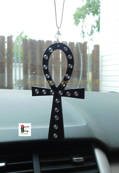 Ankh Wooden Car Charm Handmade Accessories Bling Gift Ideas Black Owned