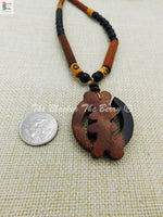 Gye Nyame Necklace Adinkra Africa Wooden Jewelry Beaded Ethnic