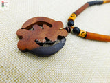 Gye Nyame Necklace Adinkra Africa Wooden Jewelry Beaded Ethnic