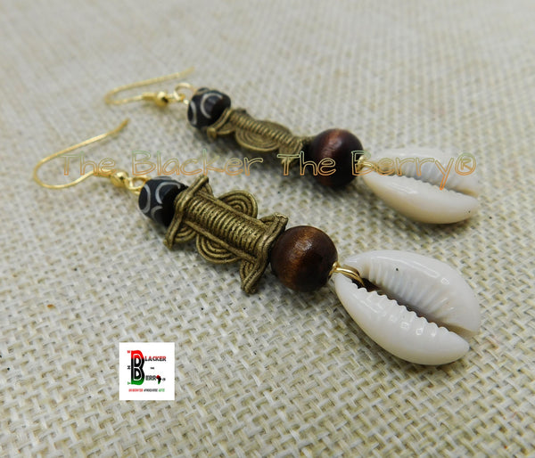 Cowrie Earrings African Ethnic Handmade Women Jewelry Beaded