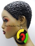 Swirl Earrings Rasta Jewelry Wooden Hand Painted Women Black Owned Business