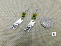 Women Earrings Silver Bird Green Jewelry Nature
