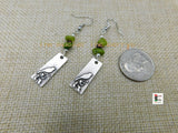 Women Earrings Silver Bird Green Jewelry Nature