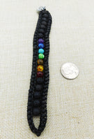 Natural Stone Bracelet Leather Jewelry Braided Women Black Colorful
