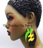 Large Gye Nyame Earrings Jamaican Green Yellow Black Jewelry Black Owned Business