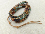 Leather Wrapped Beaded Natural Stone Jewelry Adjustable