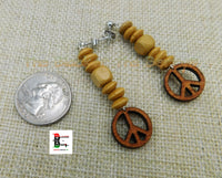 Peace Earrings Beaded Brown Women Small Jewelry Handmade Black Owned