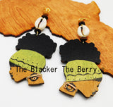 Wooden Silhouette Earrings Women Natural Hair Black Owned Business