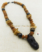 Men African Necklaces Mask Beaded Jewelry Bracelets Wooden