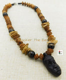 Men African Necklaces Mask Beaded Jewelry Bracelets Wooden