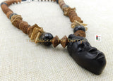 Men African Necklaces Mask Beaded Jewelry Bracelets Wooden