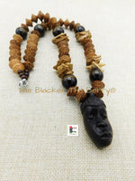 Men African Necklaces Mask Beaded Jewelry Bracelets Wooden