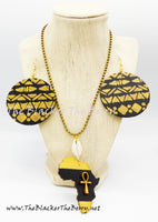 Africa Necklace Black Gold Handmade Hand Painted Jewelry Wooden