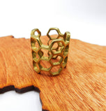 Honeycomb Brass Ring Adjustable Cage Ring Women Gift Ideas Ethnic Jewelry