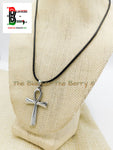 Ankh Charm African Egyptians Stainless Steel Jewelry Black Necklace Adjustable