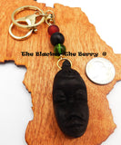 African Mask Wooden Ebony Keychain Carved RBG Gift Ideas