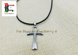 Ankh Charm African Egyptians Stainless Steel Jewelry Black Necklace Adjustable