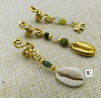 Locs Hair Jewelry Gold Cowrie Beaded Ethnic Accessories Unisex Handmade Black Owned