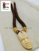 African Mask Necklace Jewelry Beaded Wooden Ethnic Afrocentric Handmade Black Owned