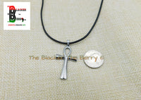 Ankh Charm African Egyptians Stainless Steel Jewelry Black Necklace Adjustable