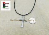 Ankh Charm African Egyptians Stainless Steel Jewelry Black Necklace Adjustable