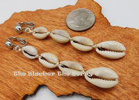 Cowrie Earrings Wire African Women Long Dangle Jewelry Black Owned Business