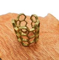 Honeycomb Brass Ring Adjustable Cage Ring Women Gift Ideas Ethnic Jewelry