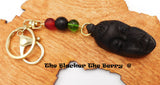 African Mask Wooden Ebony Keychain Carved RBG Gift Ideas