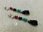 Fist Up Post Earrings Black Power Pan African RBG Beaded Women Handmade Jewelry
