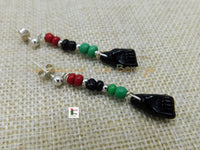 Fist Up Post Earrings Black Power Pan African RBG Beaded Women Handmade Jewelry