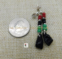 Fist Up Post Earrings Black Power Pan African RBG Beaded Women Handmade Jewelry
