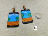 Art Earrings Hand Painted Jewelry Nature Scenery Handmade