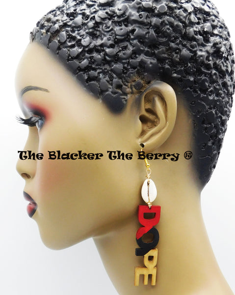 Dope Earrings Red Black Gold Cowrie Long Jewelry Women