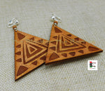 Triangle Clip On Earrings Wooden Jewelry Handmade Wood Funky Unique