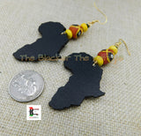 African Earrings Black Beaded Orange Yellow Wooden Handmade Jewelry Women