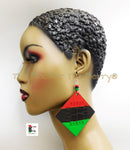 Wooden Earrings RBG Pan African Large Handmade Jewelry Women Hand Painted Black Owned