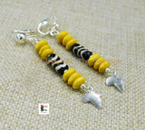 Cowrie Clip On Earring Beaded Yellow Jewelry Women Ethnic Silver Africa Handmade