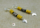 Cowrie Clip On Earring Beaded Yellow Jewelry Women Ethnic Silver Africa Handmade