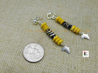 Cowrie Clip On Earring Beaded Yellow Jewelry Women Ethnic Silver Africa Handmade