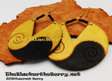 Large Wooden Earrings Gold Black Handmade The Blacker The Berry® Design