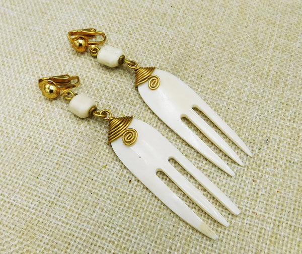 Ethnic Clip On Earrings Dangle African Jewelry Women White Comb Non Pierced Black Owned