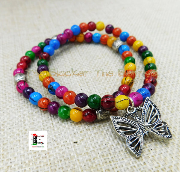 Butterfly Bracelets Summer Colorful Jewelry Women Handmade Stretch